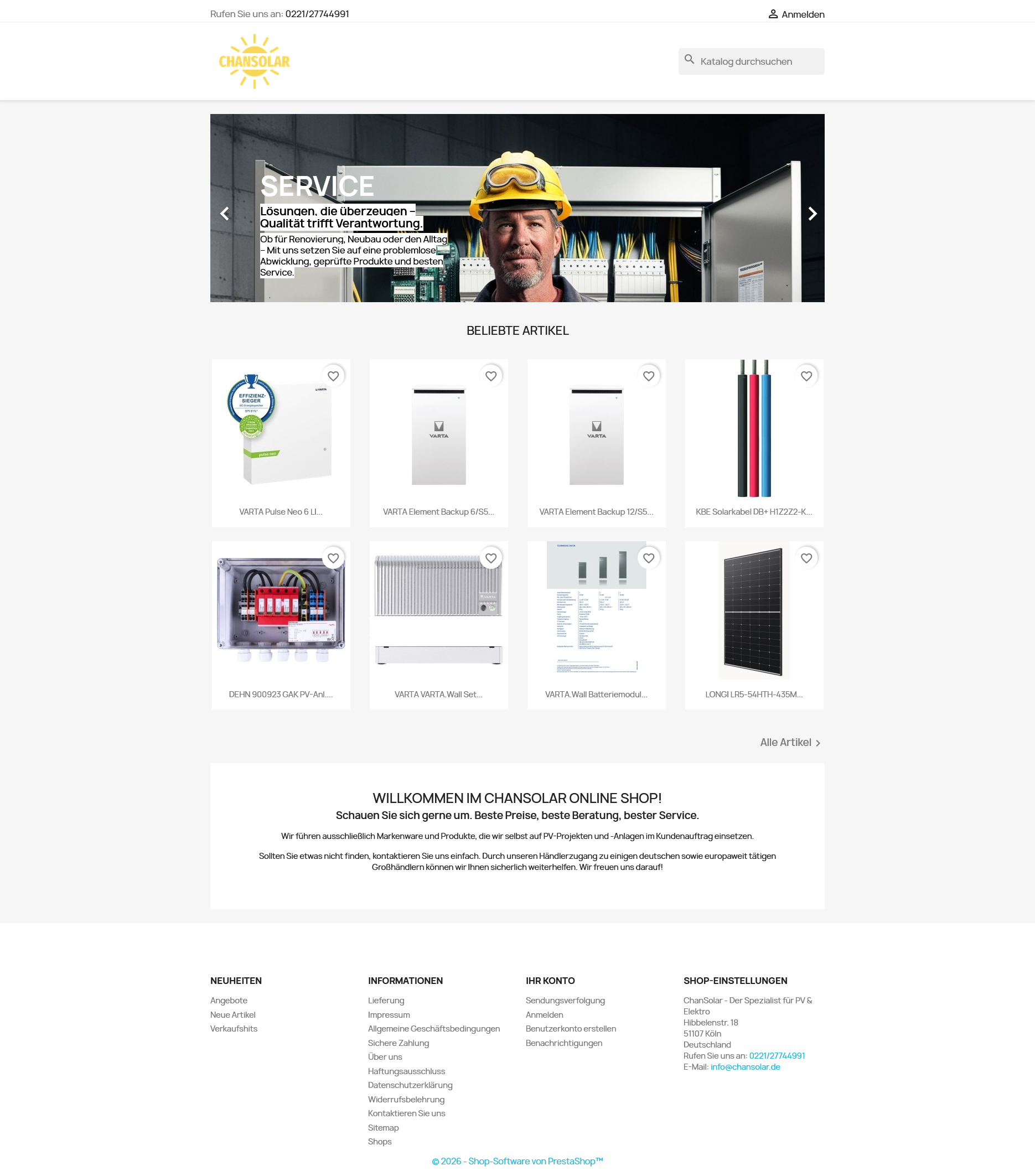 Online-Shop für PV und Elektro